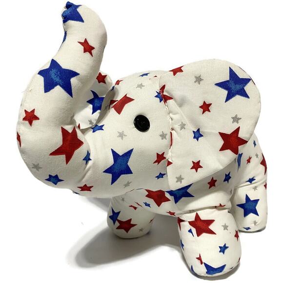 Patriotic Elephant Plush Red White and Blue Stars 16  x 12 - Picture 6 of 7